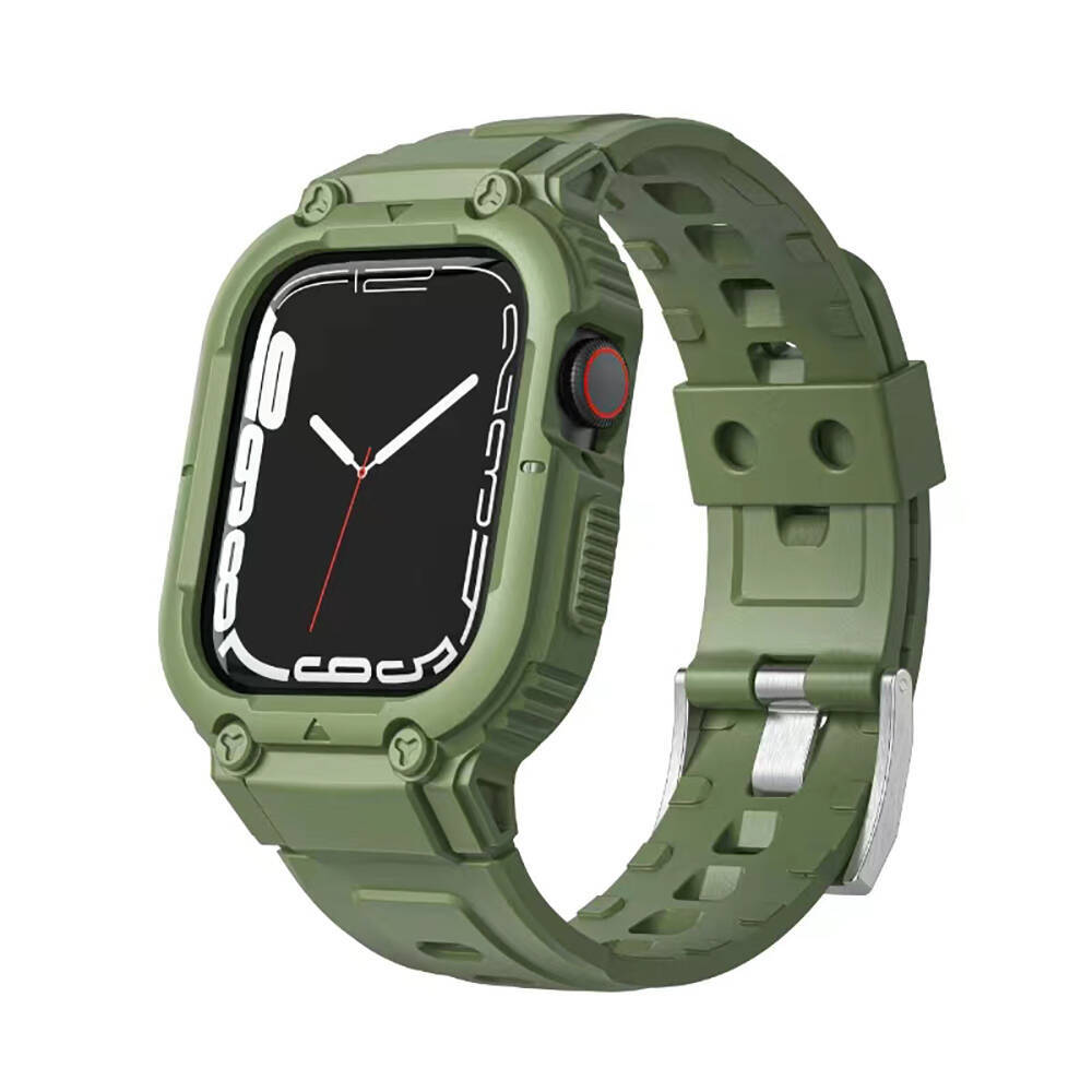 Apple Watch 42mm Wiwu Wi-WB014 Armor Serisi 2in1 Sert PC Kasa Koruyuculu Silikon Kordon - 1