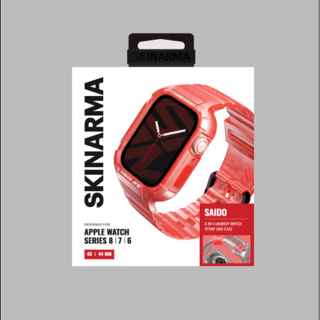 Apple Watch 44mm SkinArma Saido Sert PC Kasa Koruyuculu Silikon Kordon - 21