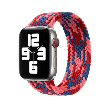 Apple Watch 44mm Wiwu Braided Solo Loop Contrast Color Large Kordon - 4