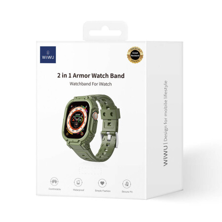 Apple Watch 7 45mm Wiwu Wi-WB014 Armor Serisi 2in1 Sert PC Kasa Koruyuculu Silikon Kordon - 6