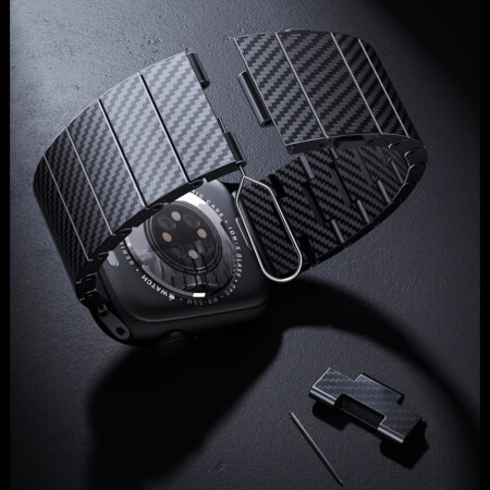 Apple Watch 7 45mm Zore KRD-90 600D Karbon Fiber Kordon - 4