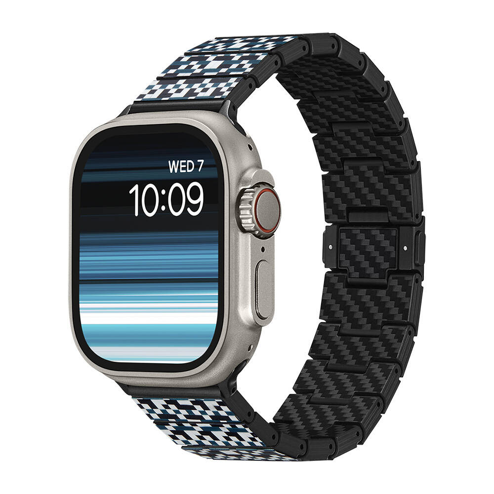 Apple Watch Serisi Uyumlu Aramid Fiber ve Karbon Fiber Pitaka Dreamland ChromaCarbon Serisi Mosaic Universal Kordon - 2