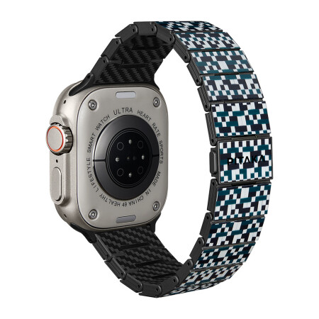 Apple Watch Serisi Uyumlu Aramid Fiber ve Karbon Fiber Pitaka Dreamland ChromaCarbon Serisi Mosaic Universal Kordon - 21