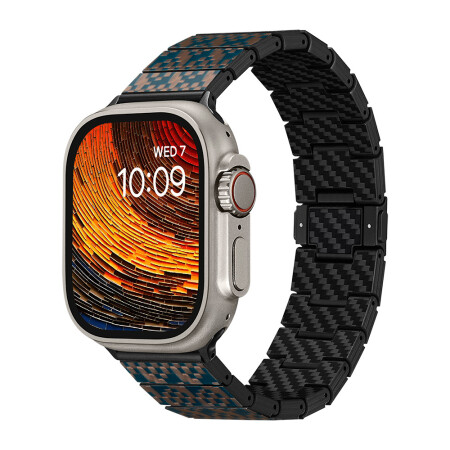 Apple Watch Serisi Uyumlu Aramid Fiber ve Karbon Fiber Pitaka Dreamland ChromaCarbon Serisi Stairs Universal Kordon - 1