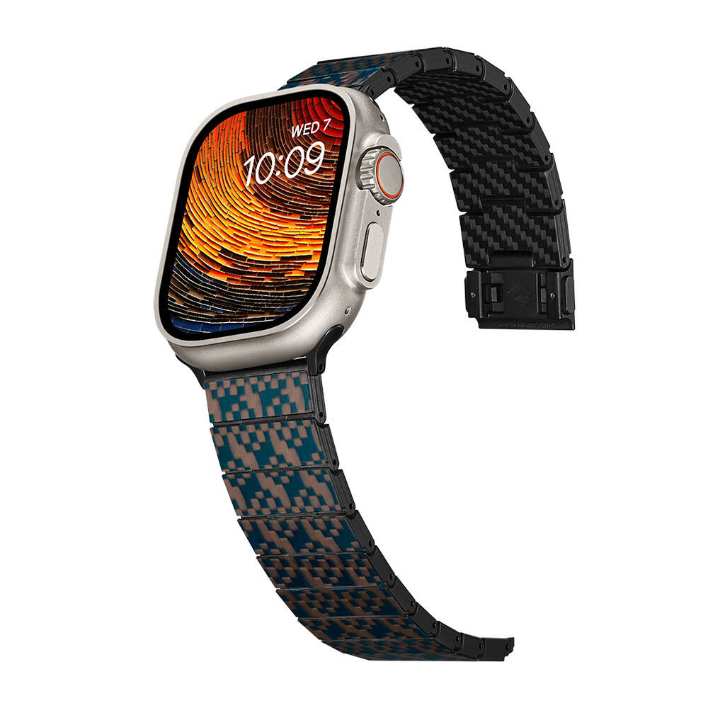 Apple Watch Serisi Uyumlu Aramid Fiber ve Karbon Fiber Pitaka Dreamland ChromaCarbon Serisi Stairs Universal Kordon - 3