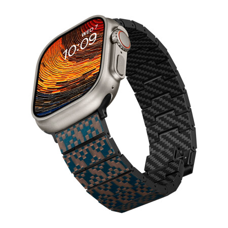 Apple Watch Serisi Uyumlu Aramid Fiber ve Karbon Fiber Pitaka Dreamland ChromaCarbon Serisi Stairs Universal Kordon - 4