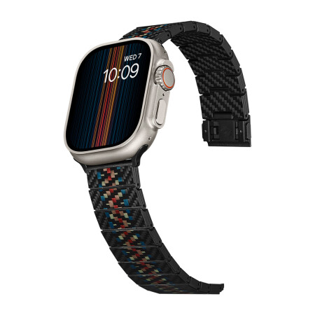 Apple Watch Serisi Uyumlu Aramid Fiber ve Karbon Fiber Pitaka Modern Serisi Rhapsody Universal Kordon - 5