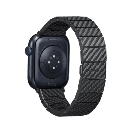 Apple Watch Serisi Uyumlu Karbon Fiber Pitaka Modern Serisi Black-Grey Twill Universal Kordon - 5