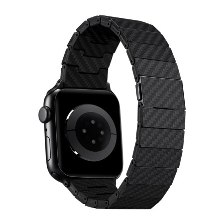 Apple Watch Serisi Uyumlu Karbon Fiber Pitaka Modern Serisi Black-Grey Twill Universal Kordon - 11