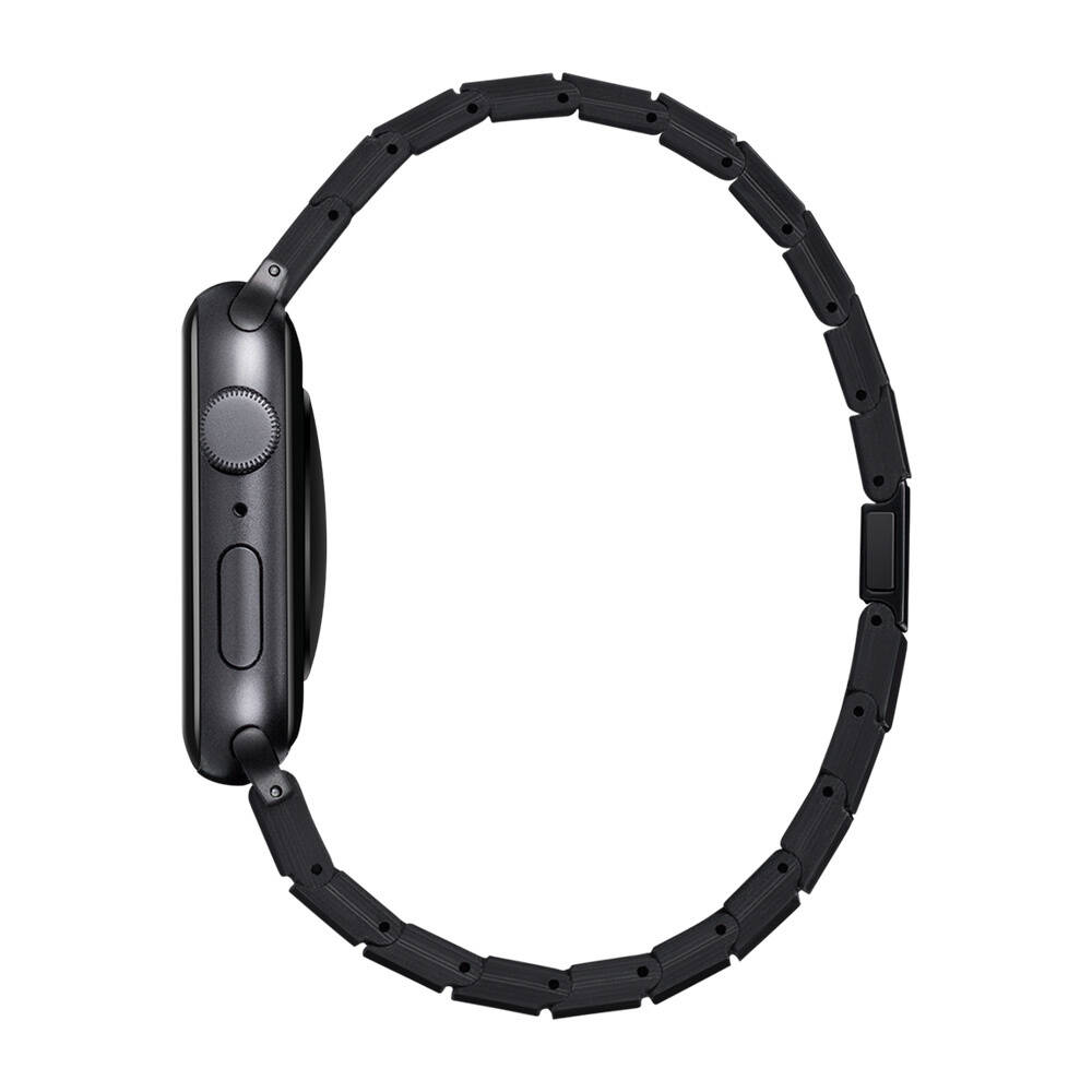 Apple Watch Serisi Uyumlu Karbon Fiber Pitaka Modern Serisi Black-Grey Twill Universal Kordon - 12