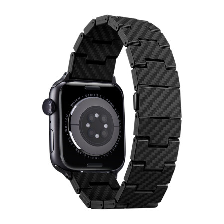 Apple Watch Serisi Uyumlu Karbon Fiber Pitaka Retro Serisi Black-Grey Twill Universal Kordon - 11