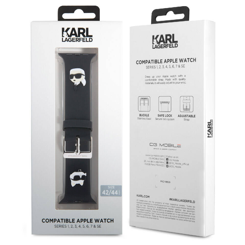 Apple Watch Ultra 49mm Karl Lagerfeld Orjinal Lisanslı İkonik Karl & Choupette Logolu Silikon Kordon - 6