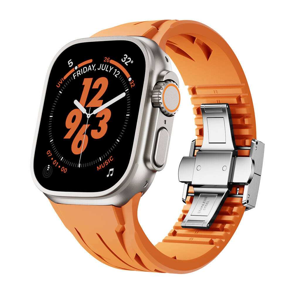 Apple Watch Ultra 49mm KRD-127 Metal Tokalı Silikon Kordon - 2