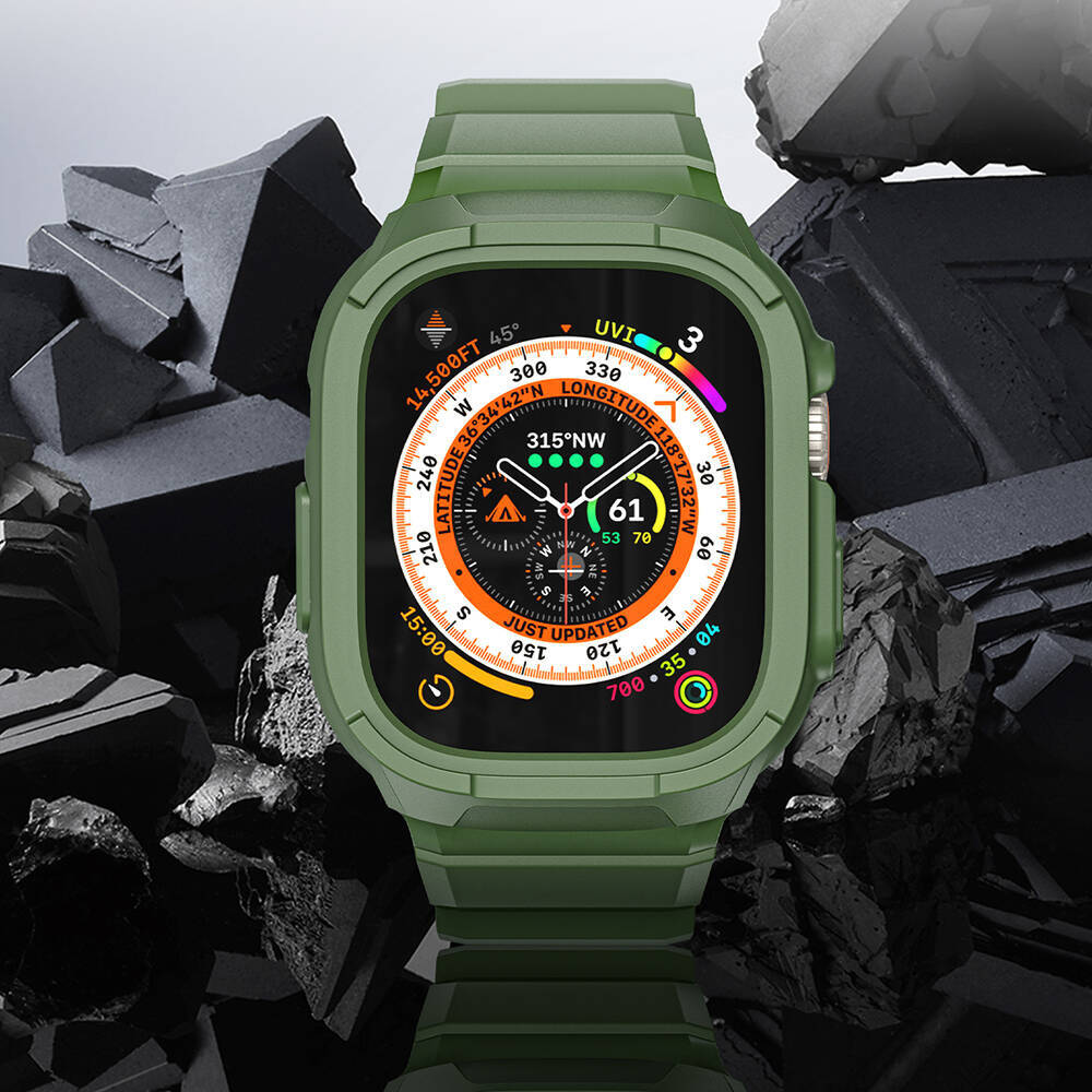 Apple Watch Ultra 49mm Wiwu Wi-WB014 Armor Serisi 2in1 Sert PC Kasa Koruyuculu Silikon Kordon - 10