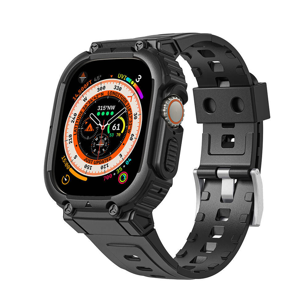 Apple Watch Ultra 49mm Wiwu Wi-WB014 Armor Serisi 2in1 Sert PC Kasa Koruyuculu Silikon Kordon - 1