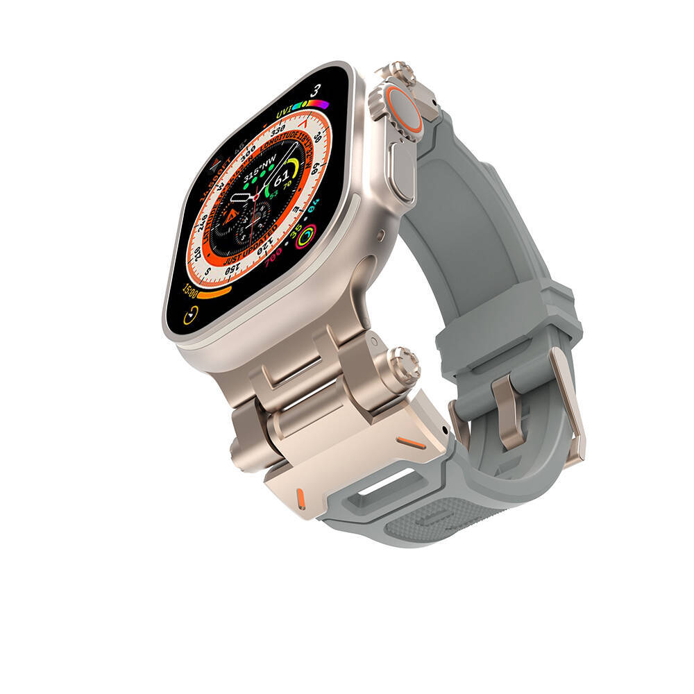 Apple Watch Ultra 49mm Zore KRD-108 Metal Başlıklı Silikon Kordon - 3