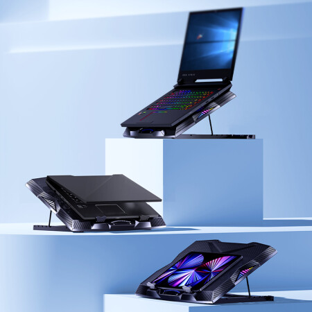 Benks SR08 11 Fanlı RGB Led Işıklı Soğutucu Laptop Standı - 7