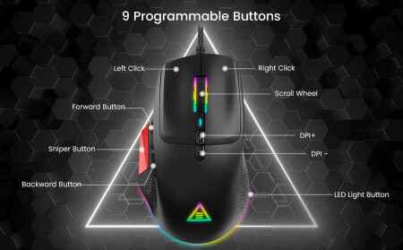 Eksa EM600 Kablolu 12 Modlu RGB Işıklı Oyuncu Mouse 12000 DPI - 9