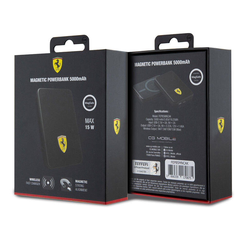 Ferrari Led Işıklı Göstergeli Magsafe Magnetik Orjinal Lisanslı Powerbank 5000 Mah - 5