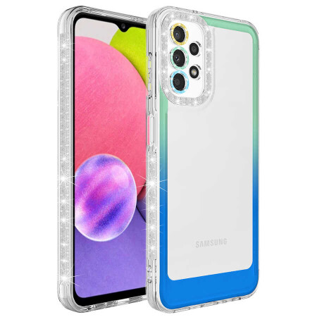 Galaxy A13 4G Kılıf Simli ve Renk Geçiş Tasarımlı Lens Korumalı Zore Park Kapak - 1