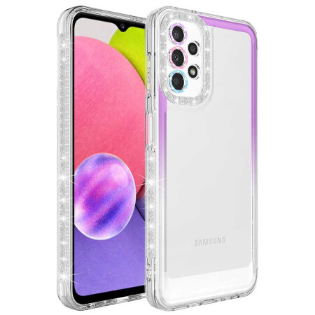 Galaxy A23 Kılıf Simli ve Renk Geçiş Tasarımlı Lens Korumalı Zore Park Kapak - 15