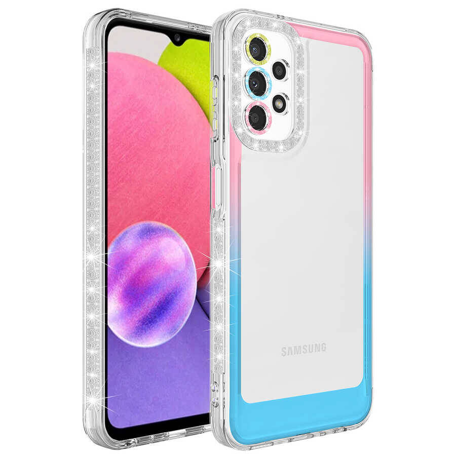 Galaxy A23 Kılıf Simli ve Renk Geçiş Tasarımlı Lens Korumalı Zore Park Kapak - 12