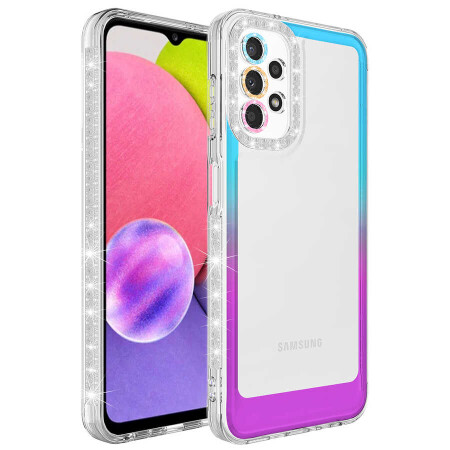 Galaxy A23 Kılıf Simli ve Renk Geçiş Tasarımlı Lens Korumalı Zore Park Kapak - 10