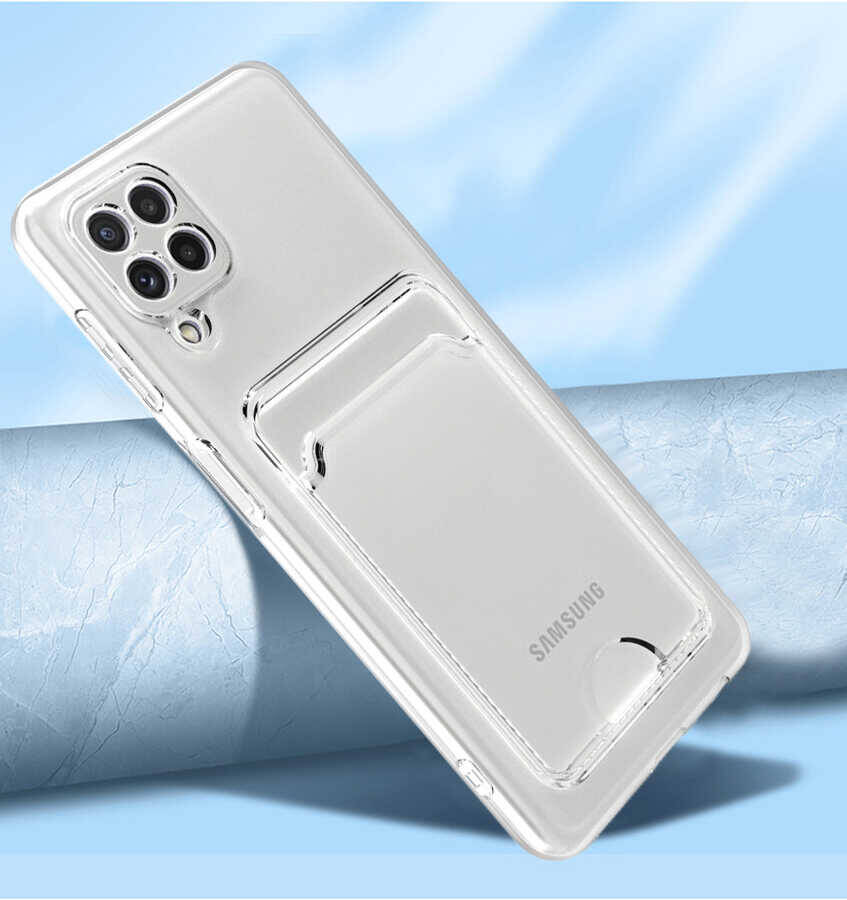 Galaxy M12 Kılıf Kartlıklı Şeffaf Zore Setra Clear Silikon Kapak - 5