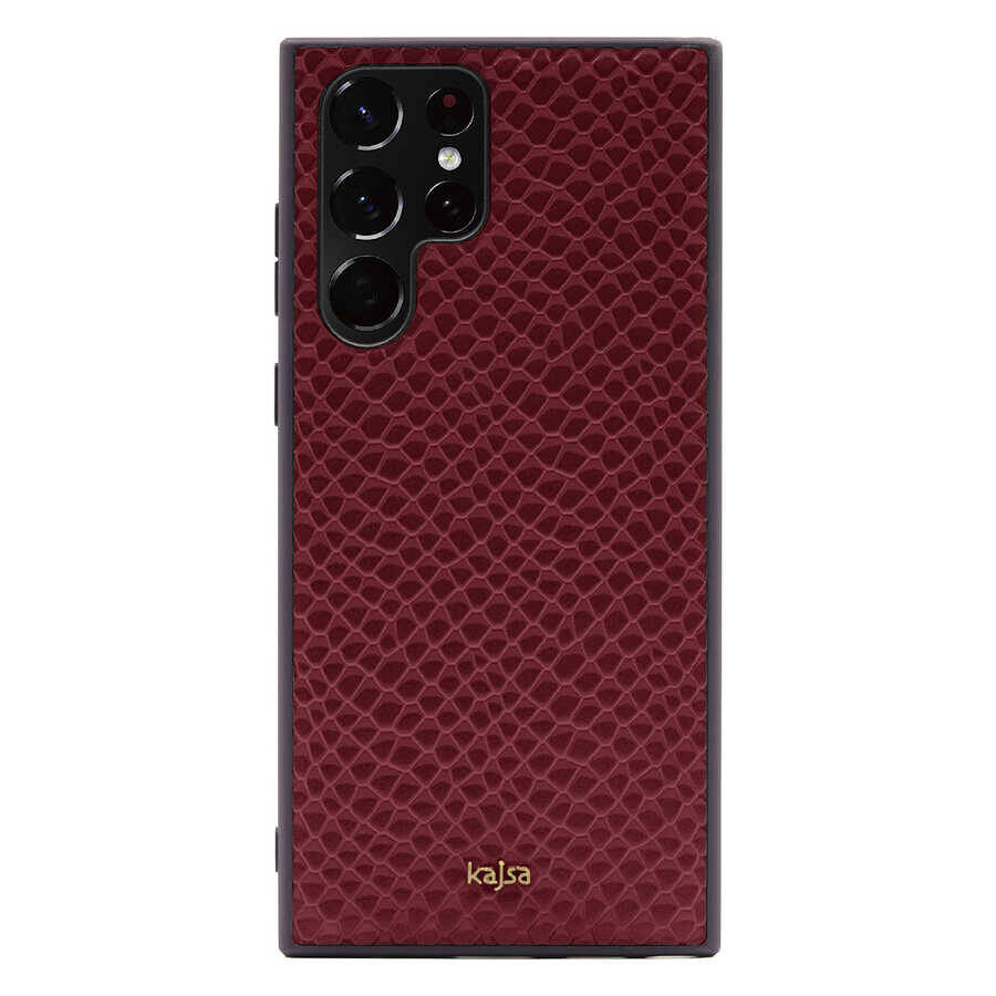 Galaxy S22 Ultra Kılıf ​Kajsa Pearl Pattern Hakiki Deri Kapak - 6