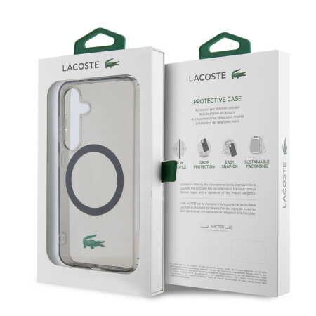 Galaxy S24 Kılıf Lacoste Orjinal Lisanslı Magsafe Şarj Özellikli Transparan Timsah Logo Baskılı Kapak - 8