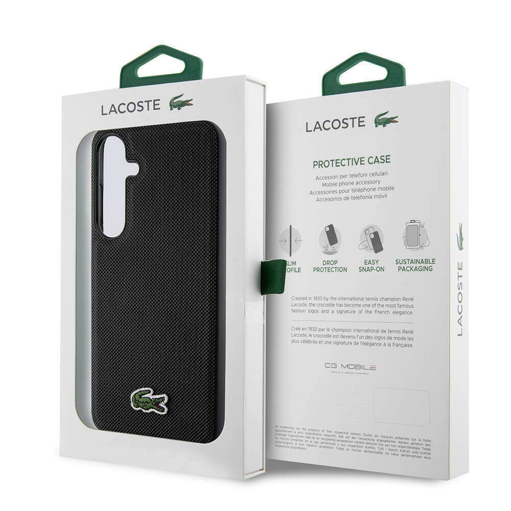 Galaxy S24 Kılıf Lacoste Orjinal Lisanslı PU Pike Desenli Arka Yüzey İkonik Timsah Dokuma Logolu Kapak - 11