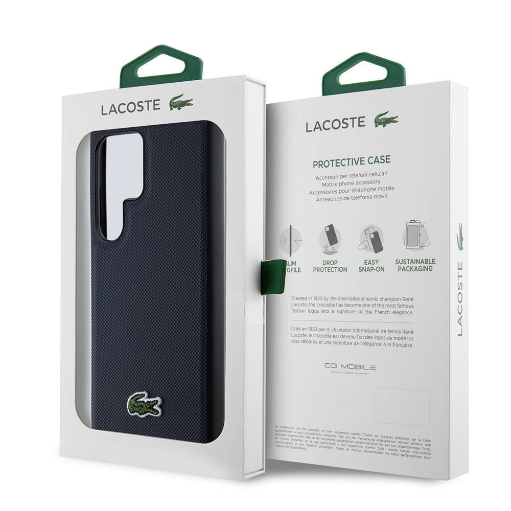 Galaxy S24 Ultra Kılıf Lacoste Orjinal Lisanslı PU Pike Desenli Arka Yüzey İkonik Timsah Dokuma Logolu Kapak - 11