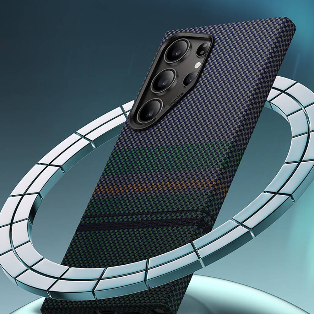 Galaxy S24 Ultra Kılıf Magsafe Şarj Özellikli Karbon Fiber Tasarımlı Benks Aurora ArmorAir Kevlar Kapak - 3