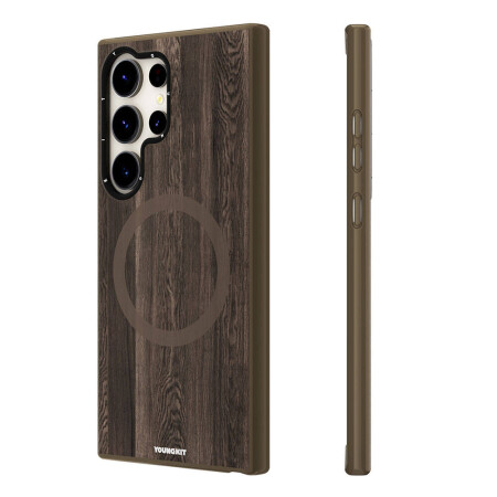 Galaxy S24 Ultra Kılıf Magsafe Şarj Özellikli Sararmaya Dayanıklı Youngkit Wood Forest Serisi Kapak - 6