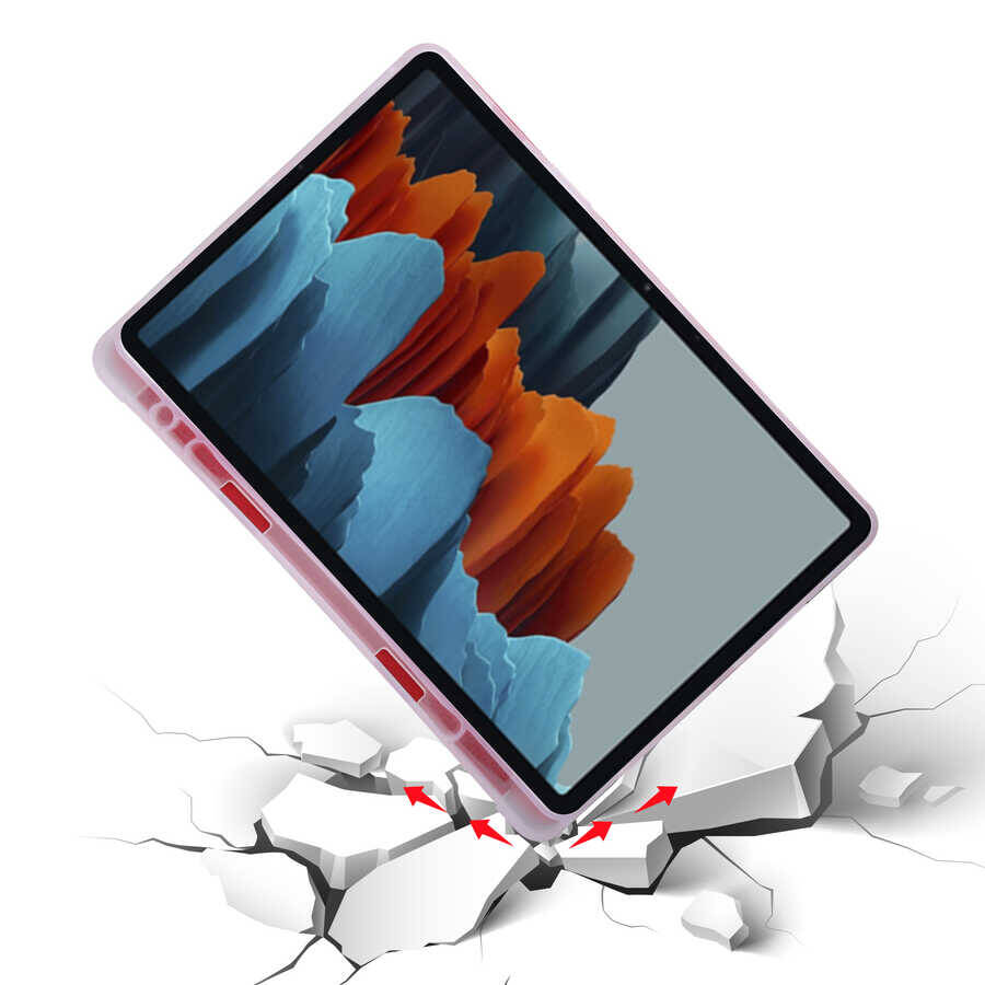 Galaxy Tab S7 Plus T970 Kılıf Zore Tri Folding Kalem Bölmeli Standlı Kılıf - 12