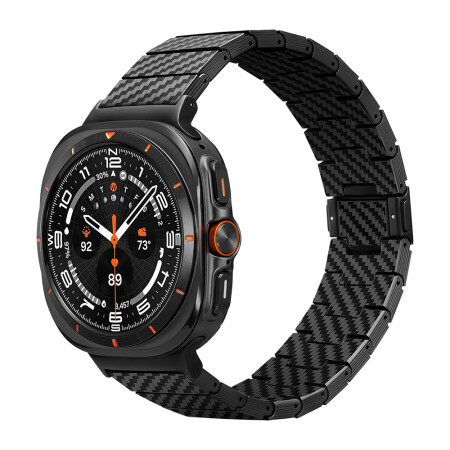 Galaxy Watch Ultra 47mm Serisi Uyumlu Karbon Fiber Pitaka Modern Serisi Black-Grey Twill Kordon - 1