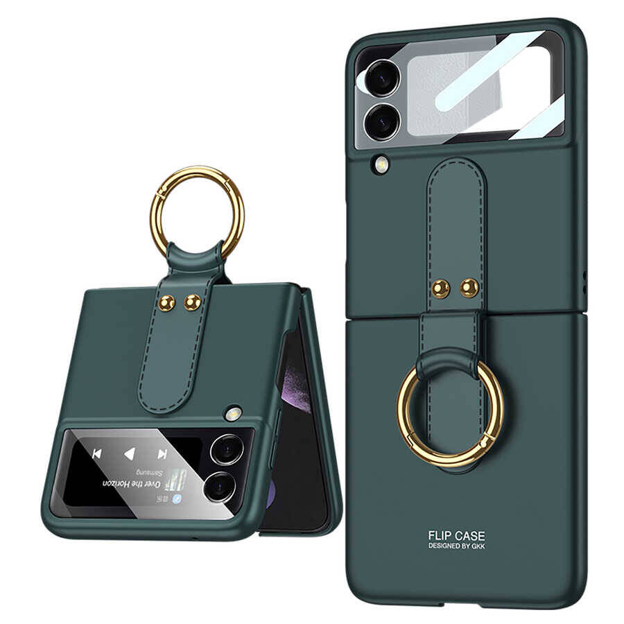 Galaxy Z Flip 3 Kılıf Zore Flip Ring Kıpta Kapak - 11