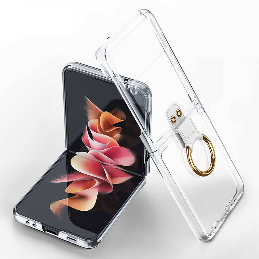 Galaxy Z Flip 3 Kılıf Zore Yüzüklü Kıpta Kapak - 5