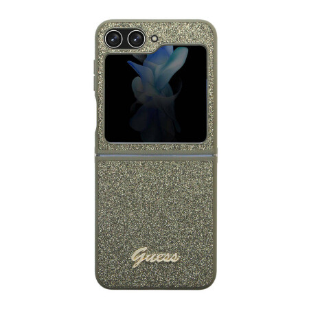 Galaxy Z Flip 5 Kılıf Guess Orjinal Lisanslı Yazı Logolu Glitter Flakes Kapak - 1