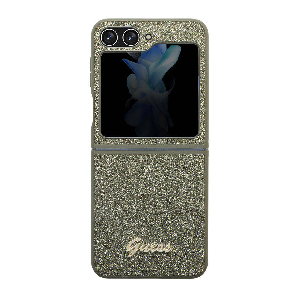 Galaxy Z Flip 5 Kılıf Guess Orjinal Lisanslı Yazı Logolu Glitter Flakes Kapak - 1