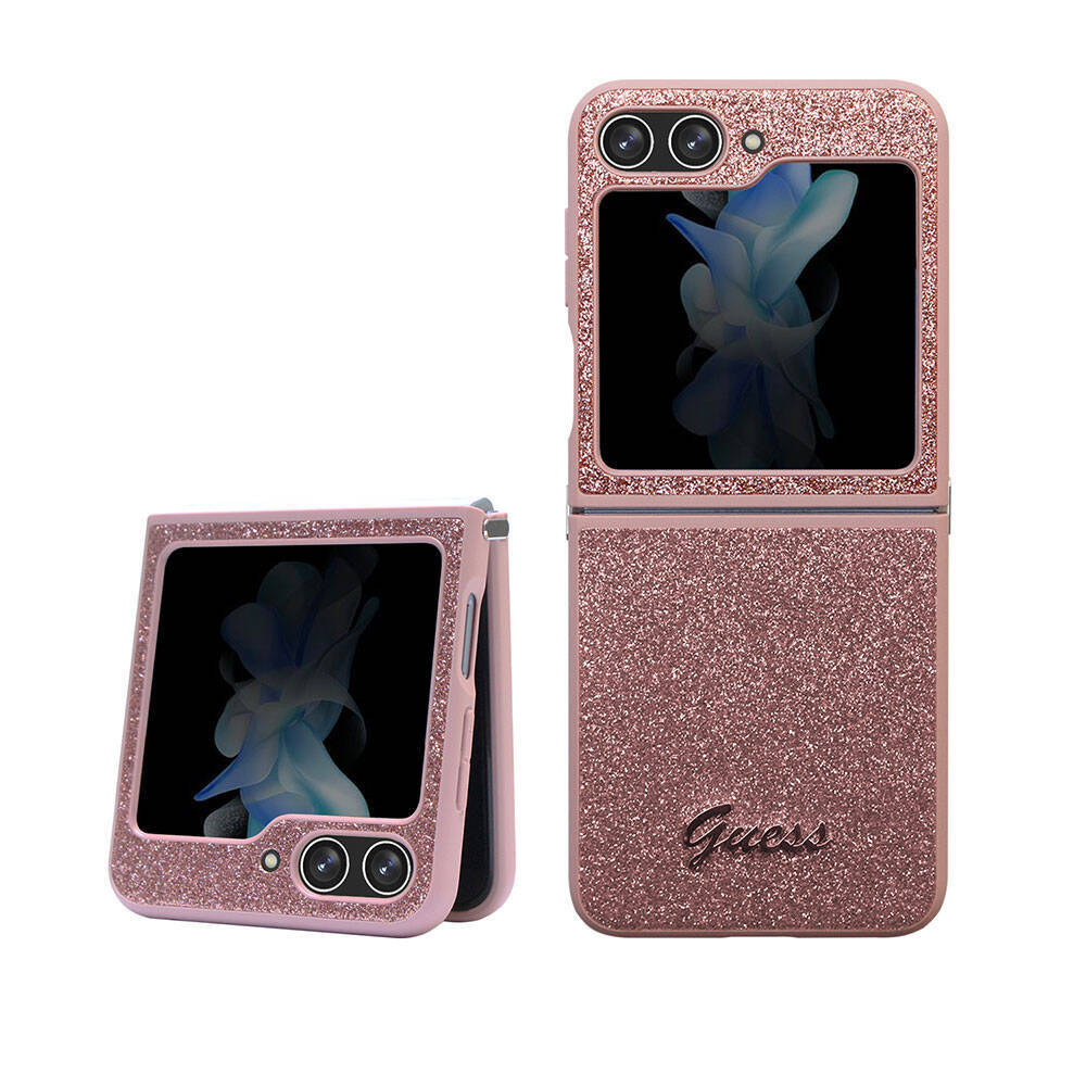 Galaxy Z Flip 5 Kılıf Guess Orjinal Lisanslı Yazı Logolu Glitter Script Kapak - 4