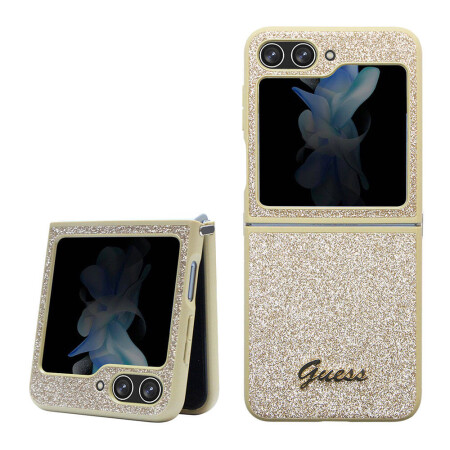 Galaxy Z Flip 5 Kılıf Guess Orjinal Lisanslı Yazı Logolu Glitter Script Kapak - 12