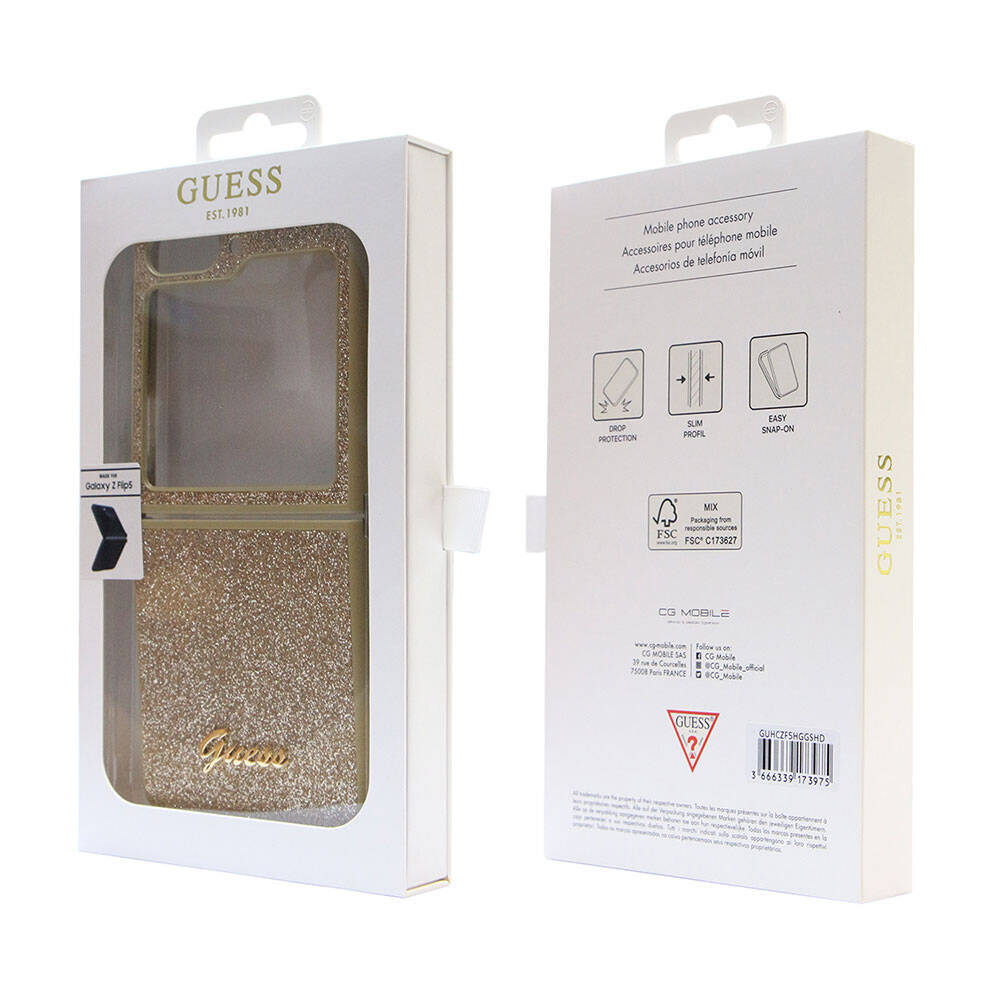 Galaxy Z Flip 5 Kılıf Guess Orjinal Lisanslı Yazı Logolu Glitter Script Kapak - 18