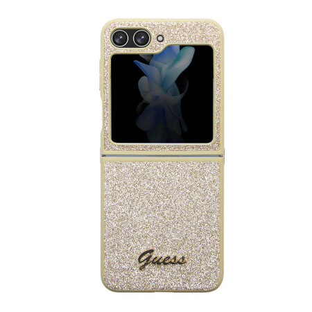 Galaxy Z Flip 5 Kılıf Guess Orjinal Lisanslı Yazı Logolu Glitter Script Kapak - 1