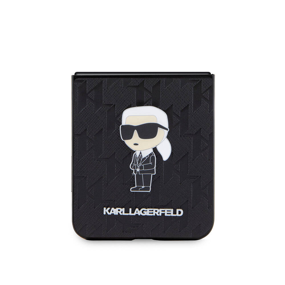 Galaxy Z Flip 5 Kılıf Karl Lagerfeld Orjinal Lisanslı KL Desenli Karl İkonik Saffiano Kapak - 5