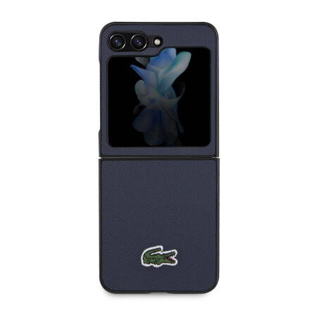 Galaxy Z Flip 5 Kılıf Lacoste Orjinal Lisanslı PU Pike Desenli Arka Yüzey İkonik Timsah Dokuma Logolu Kapak - 13