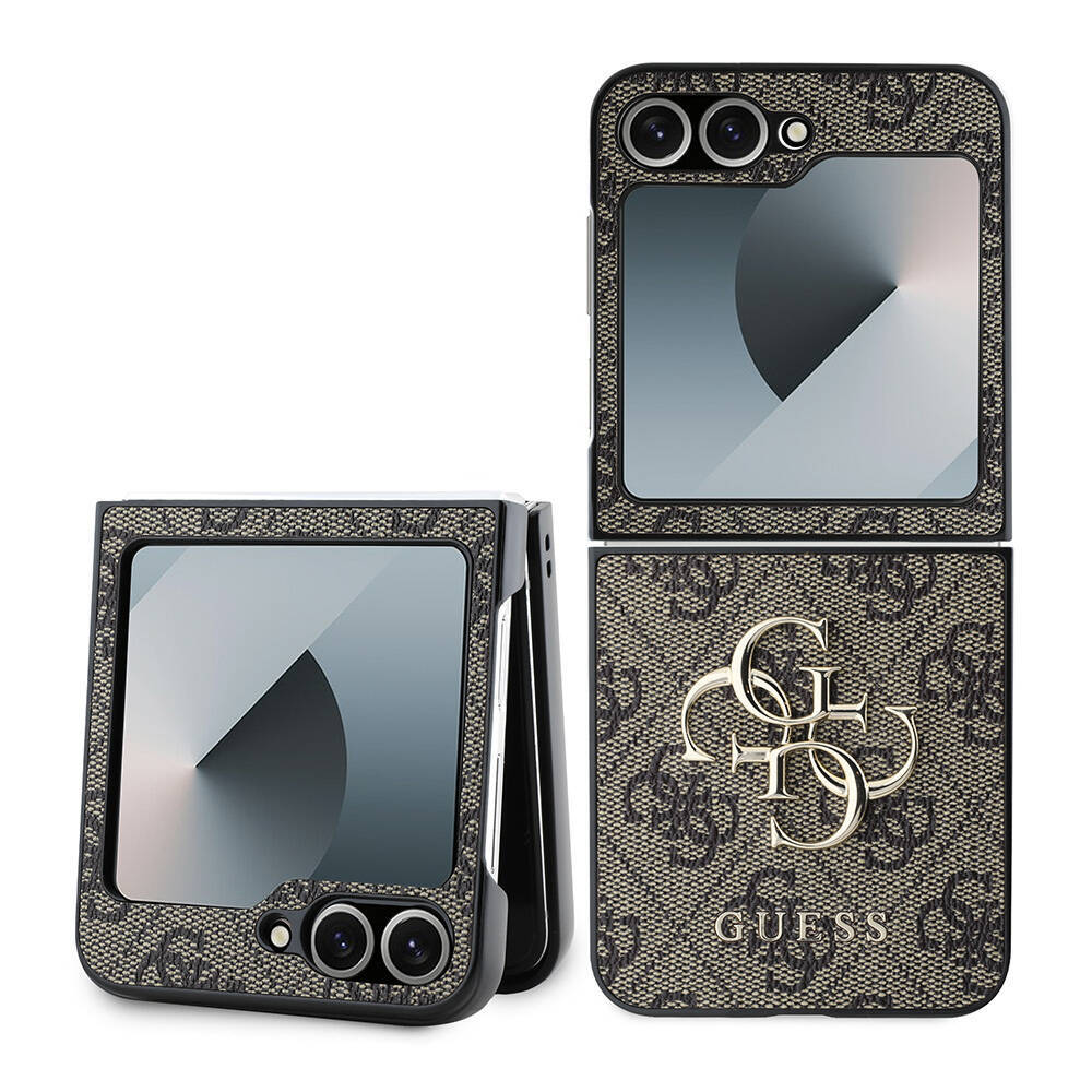 Galaxy Z Flip 6 Kılıf Guess Orjinal Lisanslı Leather Metal Logo Kapak - 1