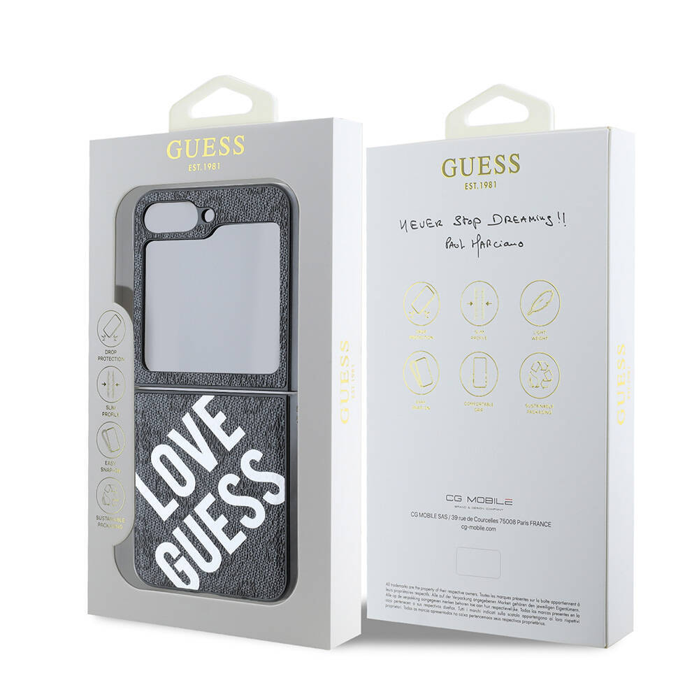 Galaxy Z Flip 6 Kılıf Guess Orjinal Lisanslı Love Guess Printing Kapak - 9