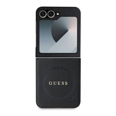 Galaxy Z Flip 6 Kılıf Guess Orjinal Lisanslı Saffiano Metal Logo Kapak - 3