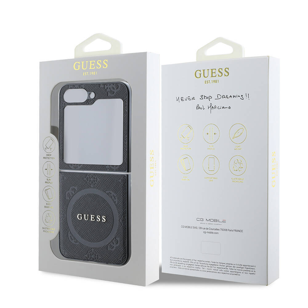 Galaxy Z Flip 6 Kılıf Guess Orjinal Lisanslı Saffiano Metal Logo Kapak - 9